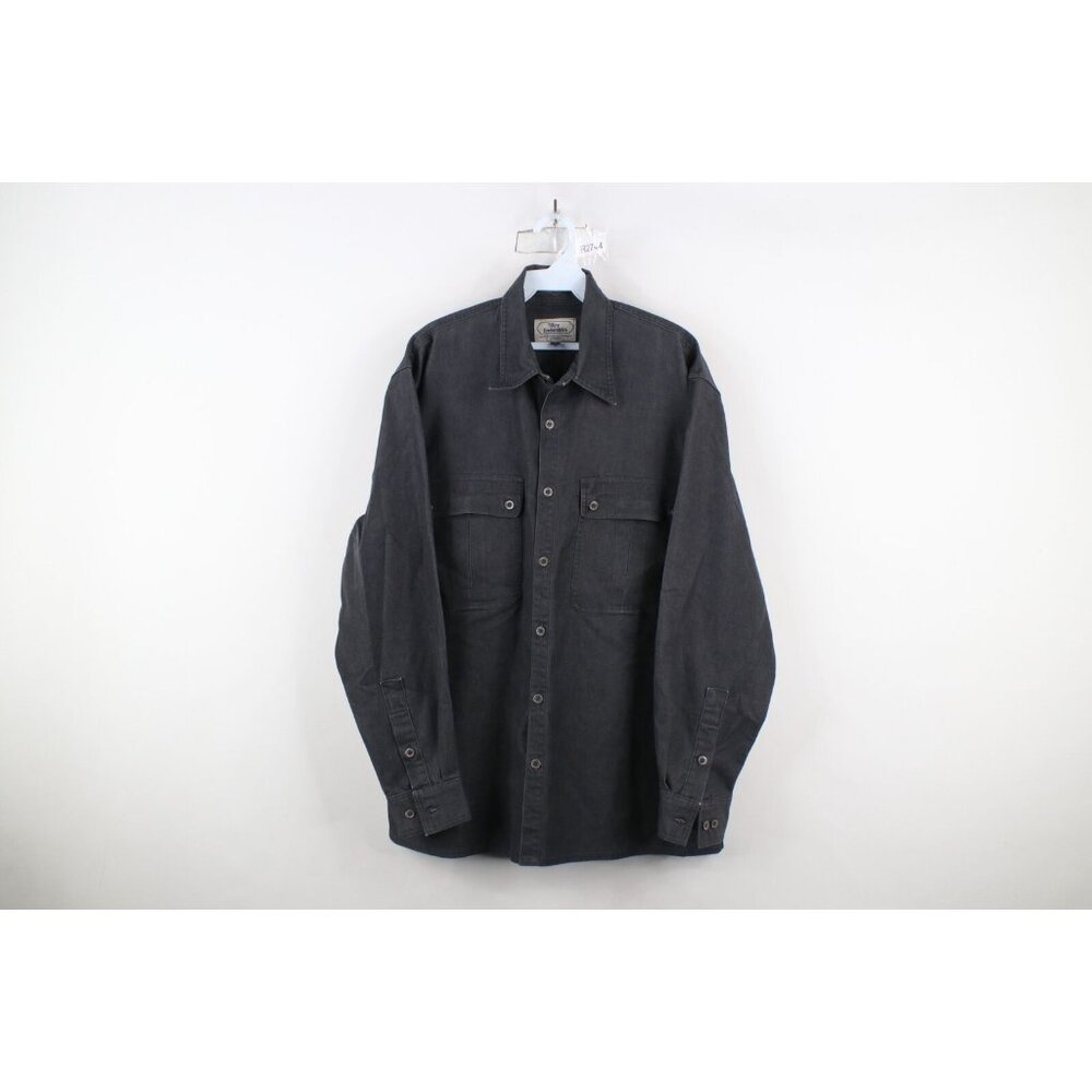Vintage Tilley Endurables Mens Large Faded Stretch Safari Denim Button Shirt